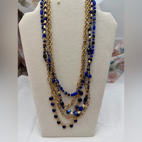 Nina Ricci Beautiful Blues Strands Necklace - Picture 2 of 4
